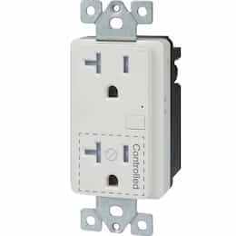 White Plastic Wireless 120/240V Smart Duplex Receptacle 