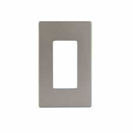 1-Gang Decorator Wall Plate, Screwless, Polycarbonate, Nickel