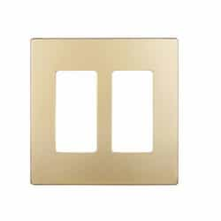 2-Gang Decorator Wall Plate, Screwless, Polycarbonate, Gold