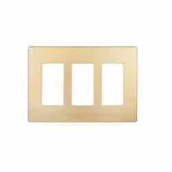 3-Gang Decorator Wall Plate, Screwless, Polycarbonate, Gold