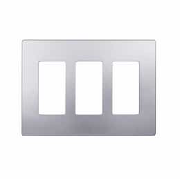 3-Gang Decorator Wall Plate, Screwless, Polycarbonate, Silver