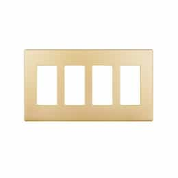 4-Gang Decorator Wall Plate, Screwless, Polycarbonate, Gold