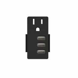 5.8A USB Outlet Module Replacement w/ 15A Receptacle, Black