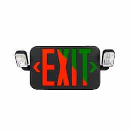 4W Emergency Exit Sign Combo with Bug Eye, 120/277V, CCT Green, Black