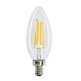 6W LED Candelabra Filament Bulb, Torpedo, E12, 600 lm, 120V, 4100K