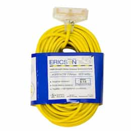 100-ft SJTW Extension Cord, Comm. 5-15P & 5-15C, Tri-Tap, 12/3 AWG