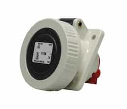 20A Pin & Sleeve Angled Receptacle, 480V, 3PH, 3P/4W, Red & Gray