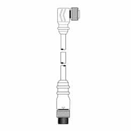 12-ft MiniSync, Double End, Male Straight/Female 90°, 6-Pole, 600V