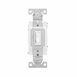 15 Amp Toggle Switch, 4-Way, Ground, 14-10 AWG, 120V, White