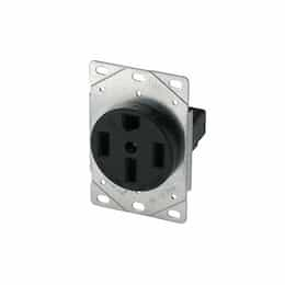 Eaton Wiring 50A Power Receptacle w/o Screws, 3-Pole, 4-Wire, 125V/250V, Black