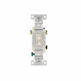 15 Amp Framed Toggle Switch, Auto-Ground, 3-Way, #14-10 AWG, 120V, Light Almond