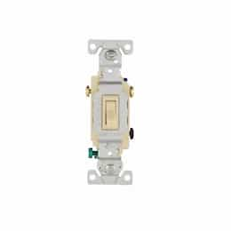 15 Amp Framed Toggle Switch, Auto-Ground, 3-Way, #14-10 AWG, 120V, Ivory