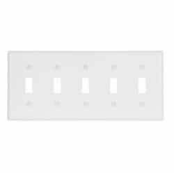 5-Gang Thermoset Toggle Switch Wallplate, White