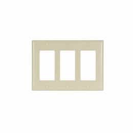 Eaton Wiring 3-Gang Decorator Wallplate, Standard, Thermoset, Gray