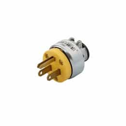 15 Amp Straight Blade Plug, 18-12 AWG, 5-15 NEMA, 125V, Yellow, Bulk