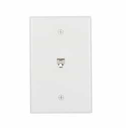 4-Conductor Phone Wall Jack, Mid-Size, White