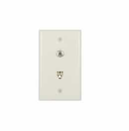 Flush Mount Wall Plate w/ Phone & Coax Jack, Light Almond