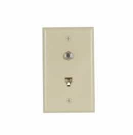 Flush Mount Wall Plate w/ Phone & Coax Jack, Ivory