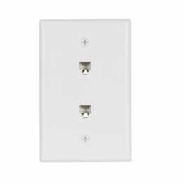 Flush Mount Wall Plates w/ Two Phone Jacks, Mid-Size, White