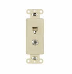 4-Conductor Coax & Phone Jack Adapter Insert, Ivory