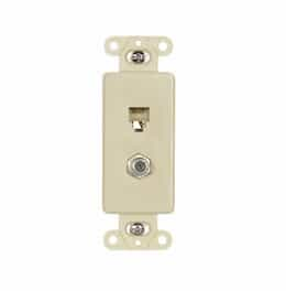 4-Conductor Coax & Phone Jack Adapter Insert, Ivory