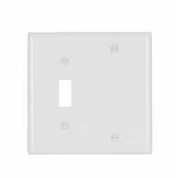 Eaton Wiring 2-Gang Combination Wall Plate, Toggle & Blank, Standard, White