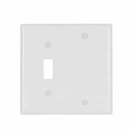 2-Gang Combination Wall Plate, Toggle & Blank, Standard, White