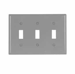 3-Gang Toggle Switch Wall Plate, Standard, Gray