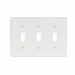 3-Gang Toggle Switch Wall Plate, Standard, White