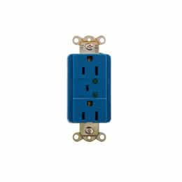 15 Amp Duplex Receptacle w/ LED Indicator & Alarm, 2-Pole, 3-Wire, 125V, Blue