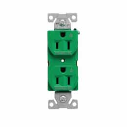 15A Dual Controlled Duplex Receptacle, 125V, Green