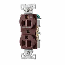 15 Amp Half Controlled Duplex Receptacle, 2-Pole, #14-10 AWG, 125V, Brown