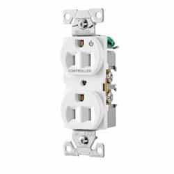 15 Amp Half Controlled Duplex Receptacle, 2-Pole, #14-10 AWG, 125V, White