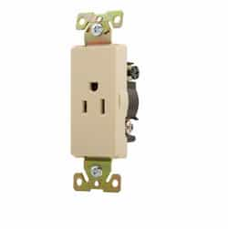 Eaton Wiring 15 Amp Decora Single Receptacle, Back & Side Wired, Ivory