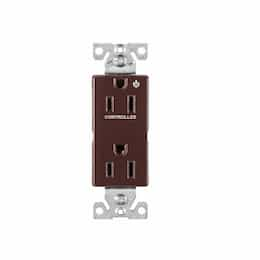 15 Amp Half Controlled Decorator Receptacle, 2-Pole, #14-10 AWG, 125V, Gray