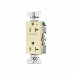 20 Amp Half Controlled Decorator Receptacle, 2-Pole, #14-10 AWG, 125V, Almond