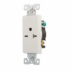 Eaton Wiring 20 Amp Single Receptacle, Commercial, 250V, White