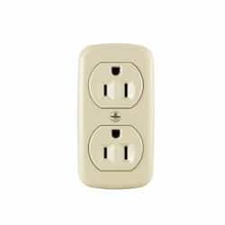 15 Amp Duplex Receptacle, Surface Mount, 2-Pole, 3-Wire, #14 to 10 AWG, 125V, Ivory