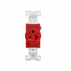 20 Amp Single Receptacle w/ Short Strap Mount, 2-Pole, 3-Wire, #14-10 AWG, 125V, Red