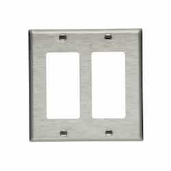 Eaton Wiring 2-Gang Decorator GFCI Wall Plate, Standard, Stainless Steel