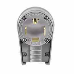 60 Amp Electric Plug, Angled, NEMA 14-60P, Grey