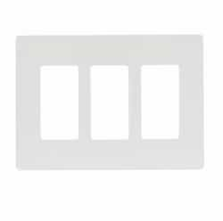 3-Gang Screwless Wall Plate, Mid-Size, White Satin