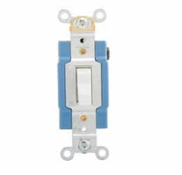 15 Amp Toggle Switch, Single-Pole, Industrial, White