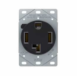 Eaton Wiring 30A Flush Mount Power Receptacle, 3-Pole, 4-Wire, 125V/250V, Black