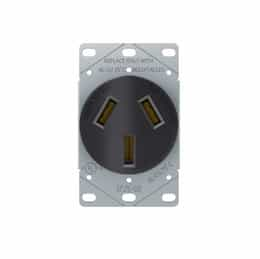 50A Power Device Receptacle, 3-Pole, 3-Wire, 125V/250V, Black