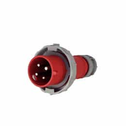 30 Amp Pin and Sleeve Plug, 3-Pole, 4-Wire, 480V, Red