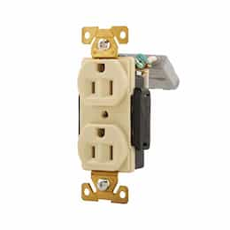 15A Modular Duplex Receptacle, 2-Pole, 3-Wire, 125V, Ivory