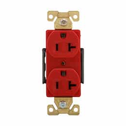 20A Modular Duplex Receptacle, 2-Pole, 3-Wire, Brass, 125V, Red