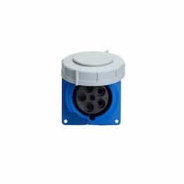 60A/63A Pin & Sleeve Receptacle, 4-Pole, 5-Wire, 120V/208V, Blue