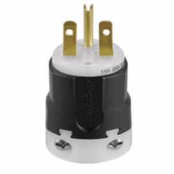 15 Amp Grip Plug, NEMA 6-15P, Nylon, Black/White